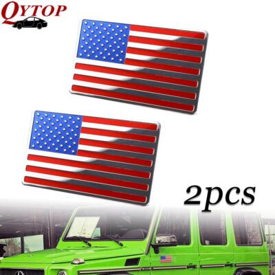 2PCS US American Flag Emblem Auto Trunk Motorcycle RV Scooter SUV Window Badge