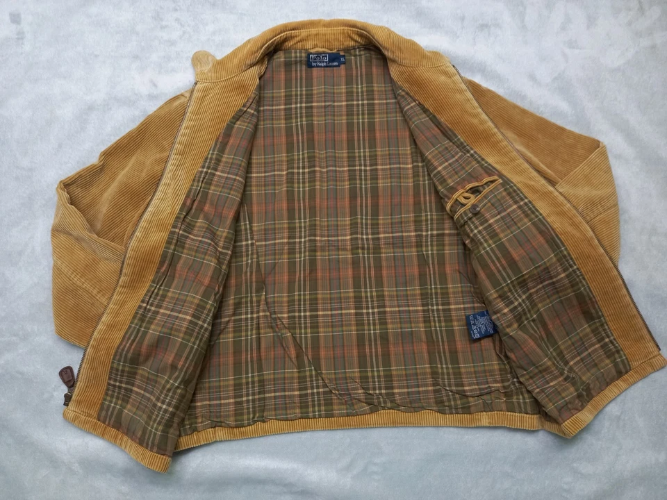 Chaqueta de bombardero de pana Polo Ralph Lauren de colección 100 % algodón para hombre forrada en camel talla XL Foto 3 de 4