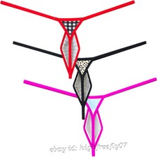 Men Minimal Coverage Pouch Thong Underwear Male Mini Bikini T-back String Tangas