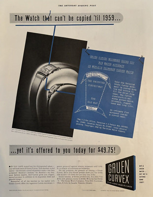 1942 Gruen Curvex Watch Cincinnati Movement Accuracy Thinest Vintage Print Ad