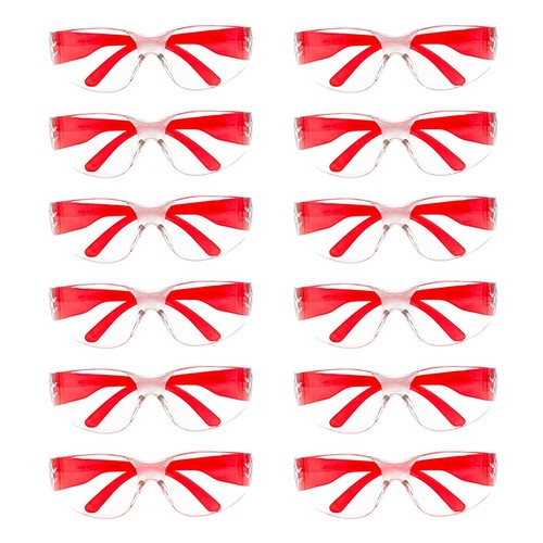 Pack of 12 Crystal Clear Lens Color Temple Safety Glasses One Size ANSI Z87.1 - 第 13/16 張圖片