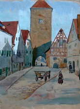 Rothenburg Siebersturm, 1927 | Watercolour by Walther Matzdorff | Erzgebirge
