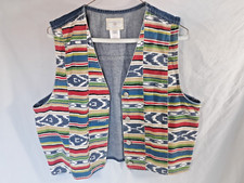 VTG Susan Bristol Women Vest M Multicolor Denim Aztec Southwestern Trendy 90s