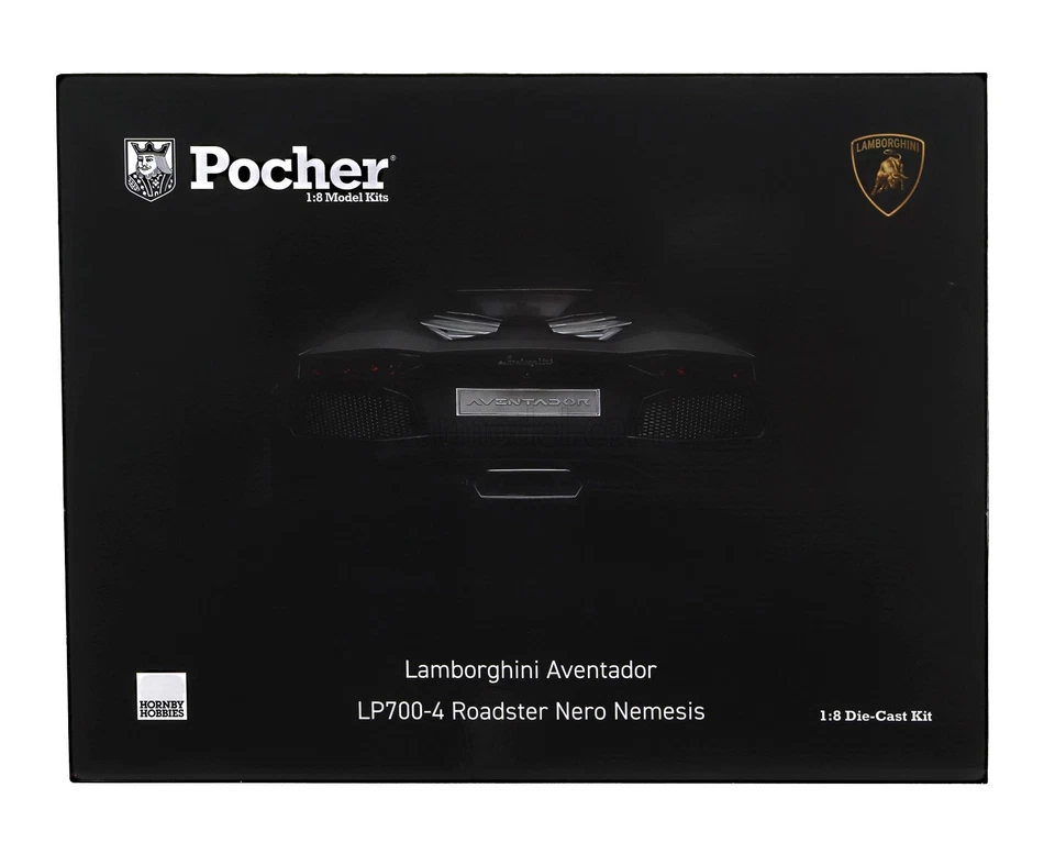 KIT MODELLINO AUTO STATICO LAMBORGHINI AVENTADOR LP700-4 ROADSTER 2013 NERO 1/8 - Immagine 4 di 4