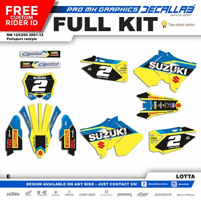 SUZUKI RM 125 250 2001-2012 Polisport Restyle MX Graphics Stickers Decallab