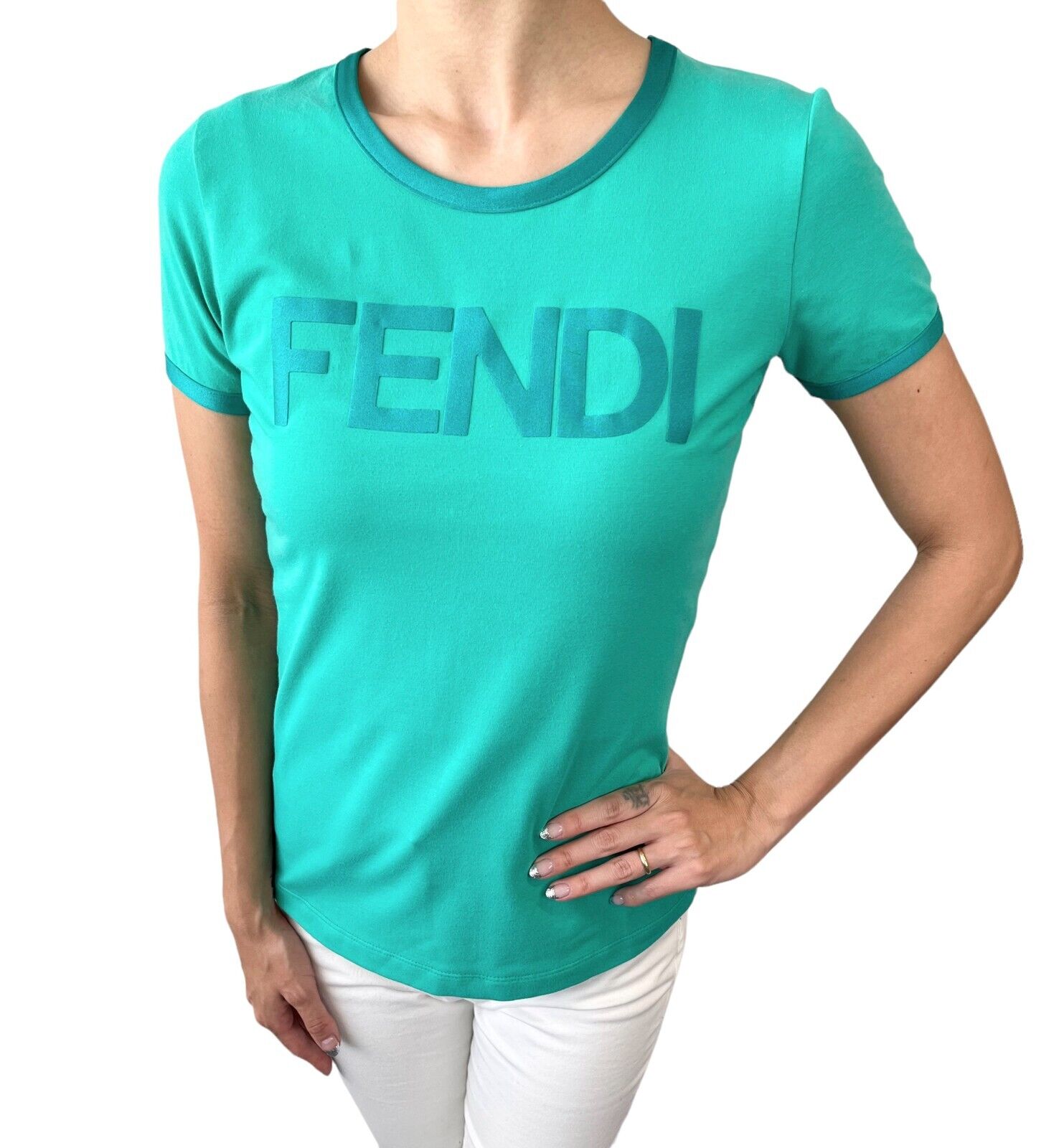 FENDI フェンディ Tシャツ 半袖 カットソー ロゴ ズッカ ホワイト 白