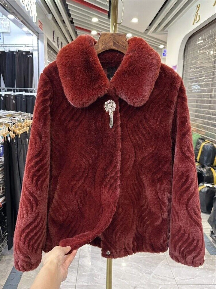Fashion Womens Fuax Mink  Fur Jacket Winter Thickened Fur Fluffy Trench Coat - Image 4 of 4