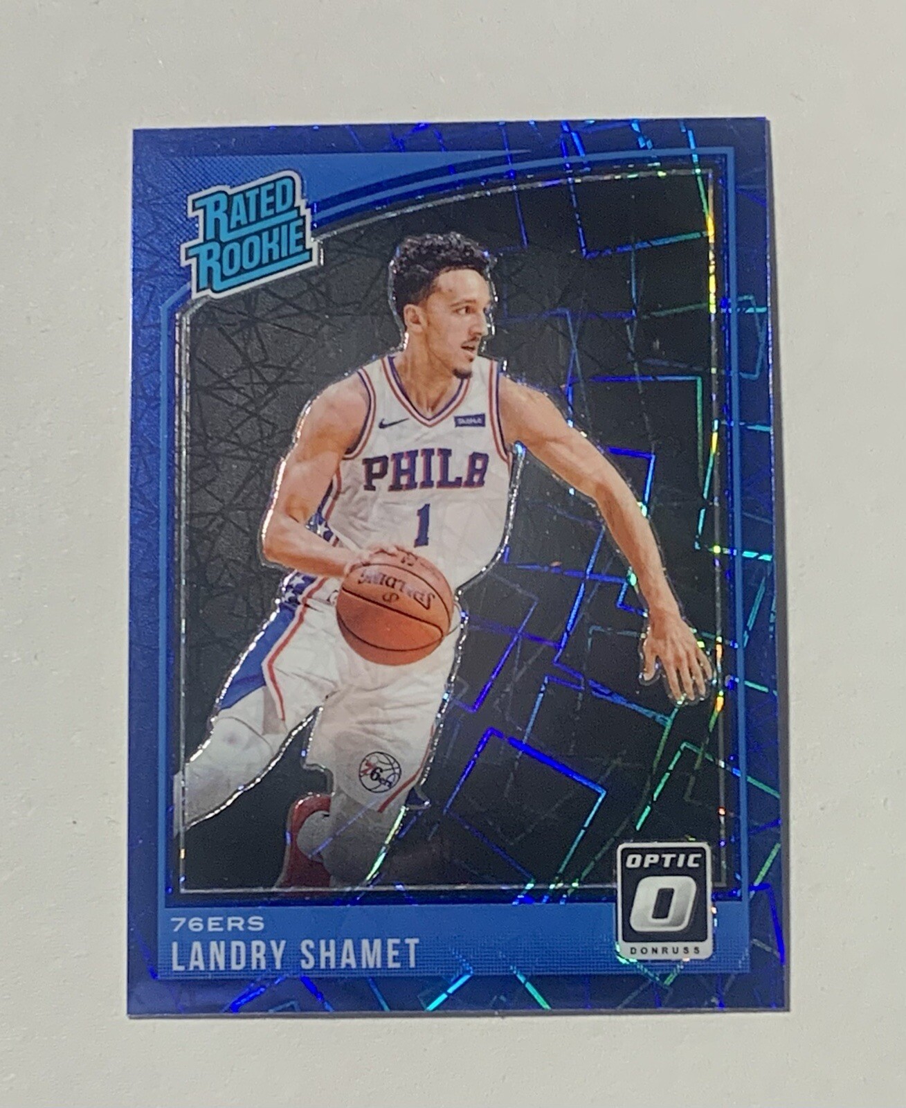 2018-19 Panini Donruss Optic Landry Shamet #158 Blue Velocity Prizm Rated Rookie