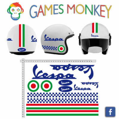 Stickers vespa Helmet-Blue-Kit Stripes Flags Italy Circle helmet vinyl |  eBay