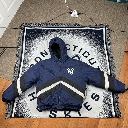 VTG 90s New York Yankees Reversible Puffer Jacket Full-Zip YOUTH LARGE 14/16 - Picture 11 of 24