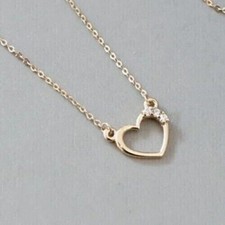 Women's Pretty Heart Pendant Round Cut Simulated Diamond 14k Yellow Gold Plated