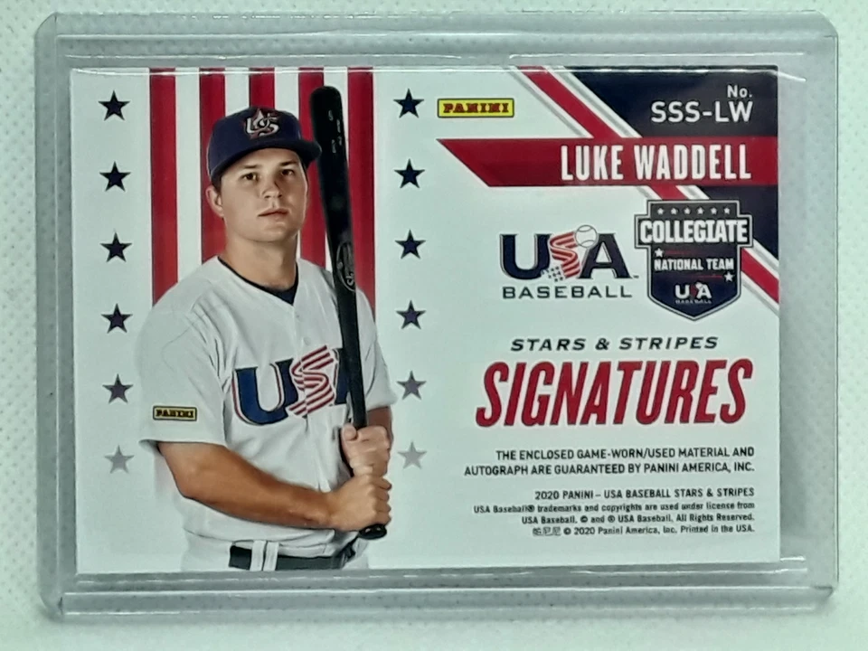Luke Waddell 2020 USA Baseball Stars & Stripes - RELIC AUTO (038/358) - - Image 2 of 2