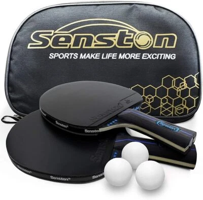 Senston Tischtennis Schläger Set, Profi, 2 Tischtennisschläger und 3 Bälle