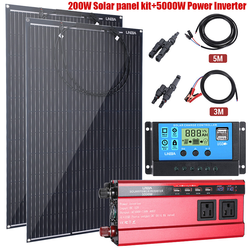2025 UPGRADE Solar Panel Kit 200W 400W 12V Off Grid RV Campe