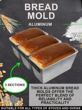 3pcs L7 Bread Form Pan Loaf Aluminium Mold Baking Ovenware Bakeware Kitchen