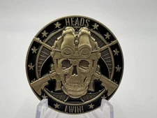 1.75" Military Heads I Win Tails You Lose Challenge Coin Skull Night Vision M4