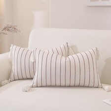 Decorative Boho Throw Pillow Covers 20x12 Inch 20" x 12" Pack of 2 Burgundy