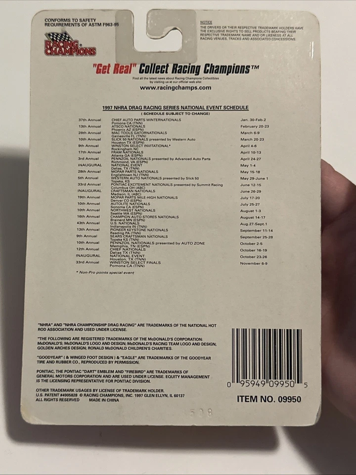 Racing Champions 1997 Edición NHRA Jim Yates McDonald’s Pro Stock 1/64 Dragster Foto 4 de 4