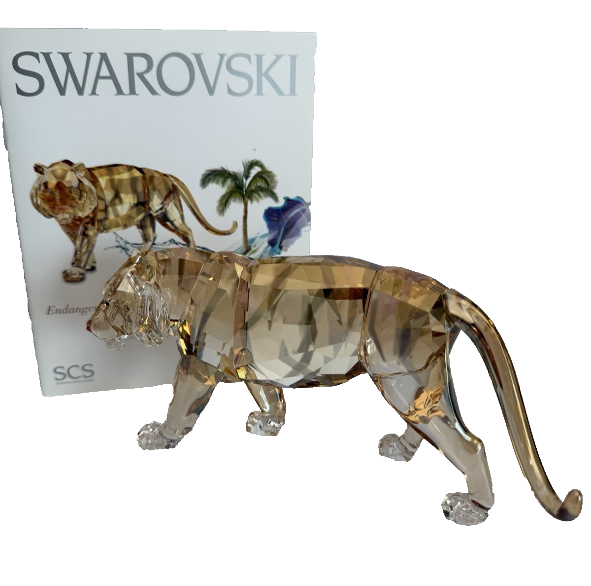 新品Swarovski Endangered Wildlife Tiger 2010 Swarovski Crystal RETIRED Endangered Wildlife Tiger Figurine