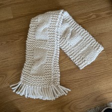 Awesome New Thick Ivory / Cream Hand Knitted Scarf With Fringe