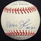 Magic Johnson Signed RJ Stat Baseball Complete Box Bag Cert