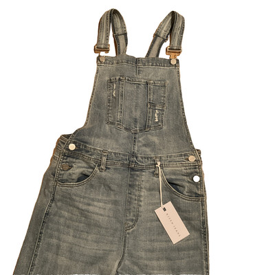 Risen Women s Distressed Denim XL Bib Overalls NWT   Fun! Wide Leg, Medium Blue