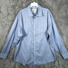 Charles Tyrwhitt Blue Button Up Shirt Mens 19 37 Blue Glen Check Plaid Classic