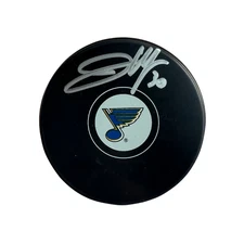 Joel Hofer St Louis Blues Autographed Logo Puck - JSA COA