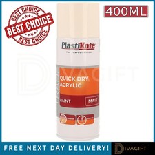 PLASTIKOTE MAGNOLIA MATT SPRAY PAINT 400ML QUICK DRY ACRYLIC FOR METAL PLASTIC