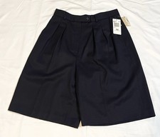 Vintage KGR Navy Wool Pleated Lined Women  s Faux Skirt-Style Shorts Size 12 NWT