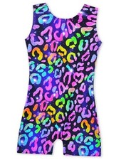 Gymnastics Leotards for Girls Sparkly Sleeveless 6-7 Years Colorful Leopard