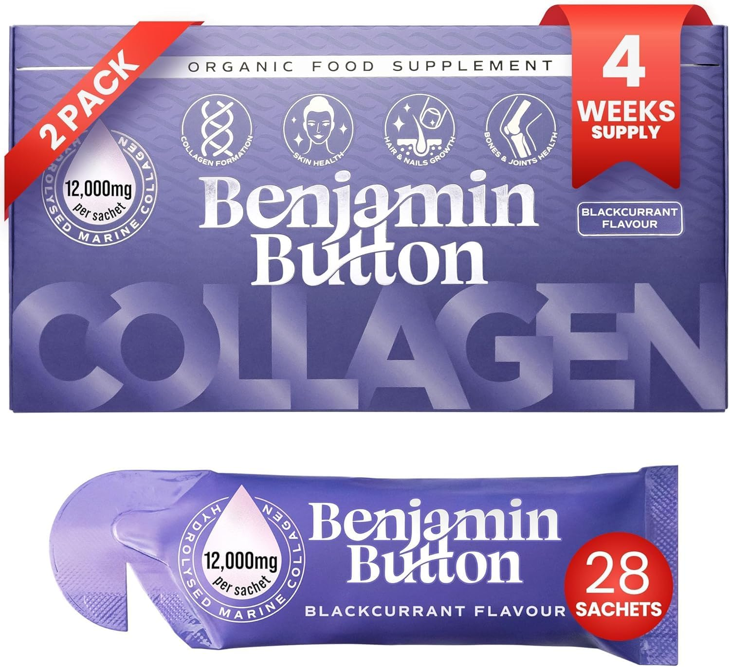 Marine Collagen Liquid Sachet W/Hyaluronic Acid & Vitamin C | for Hair, Skin, Na