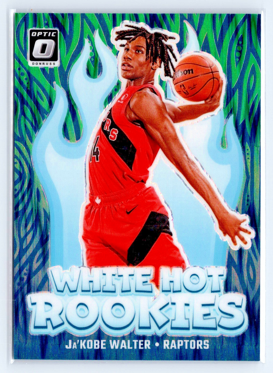 2024-25 Ja'Kobe Walter Panini Donruss Optic White Hot Rookies Green Shock 91/149