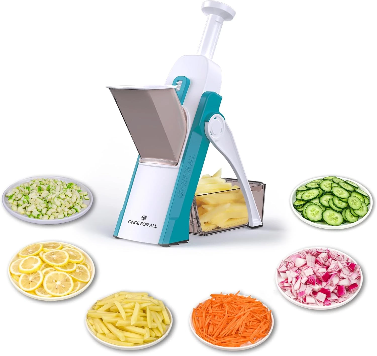 Safe Mandoline Slicer 5 in 1 Vegetable Cutter, Strips Julienne Dicer Adjustable