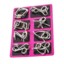 8 IN 1 Metal Montessori Puzzle Wire IQ Mind Brain Teaser Kids Educational Toys E