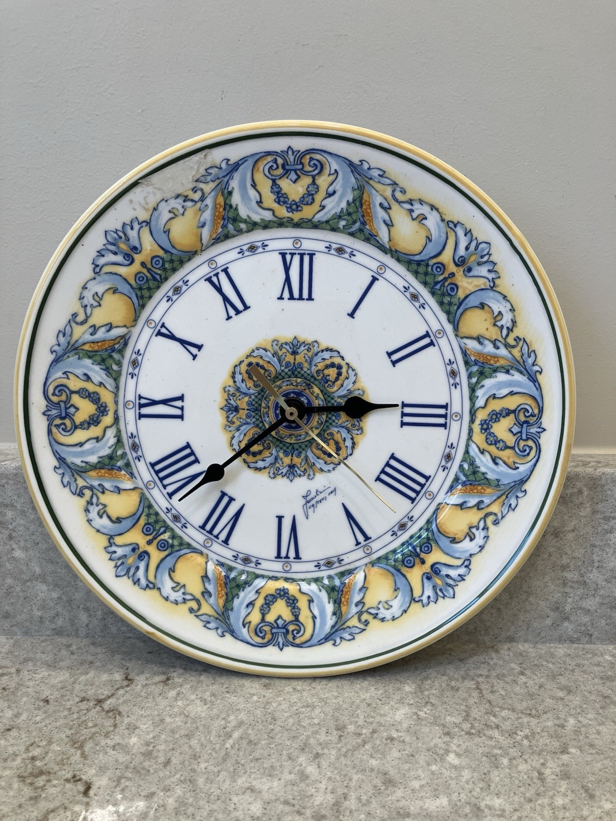 VTG Facciolini Italian Design Ceramic Wall Clock Lattice Made In Italy 10.5”