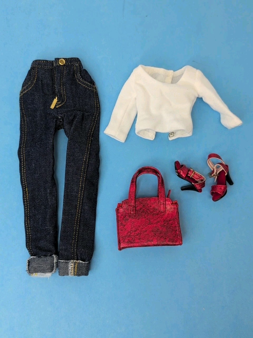 16&rdquo; Madame Alexander Alex Doll Outfit "Houston Blues" Denim Jeans Top Purse F161