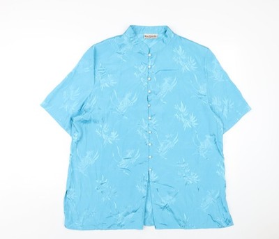 Bonmarché Damen Blau Polyester Basic Knopfleiste Größe 22 Stehkragen