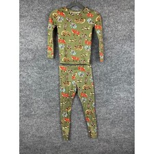 Cat  Jack Pajama Set Kids Size 4 Green Woodland Animal Print Snug Fit