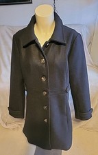 ALLEGRA K WOMENS BLACK MID LENGTH WINTER JACKET PEA COAT SINGLE BREAST SIZE XL