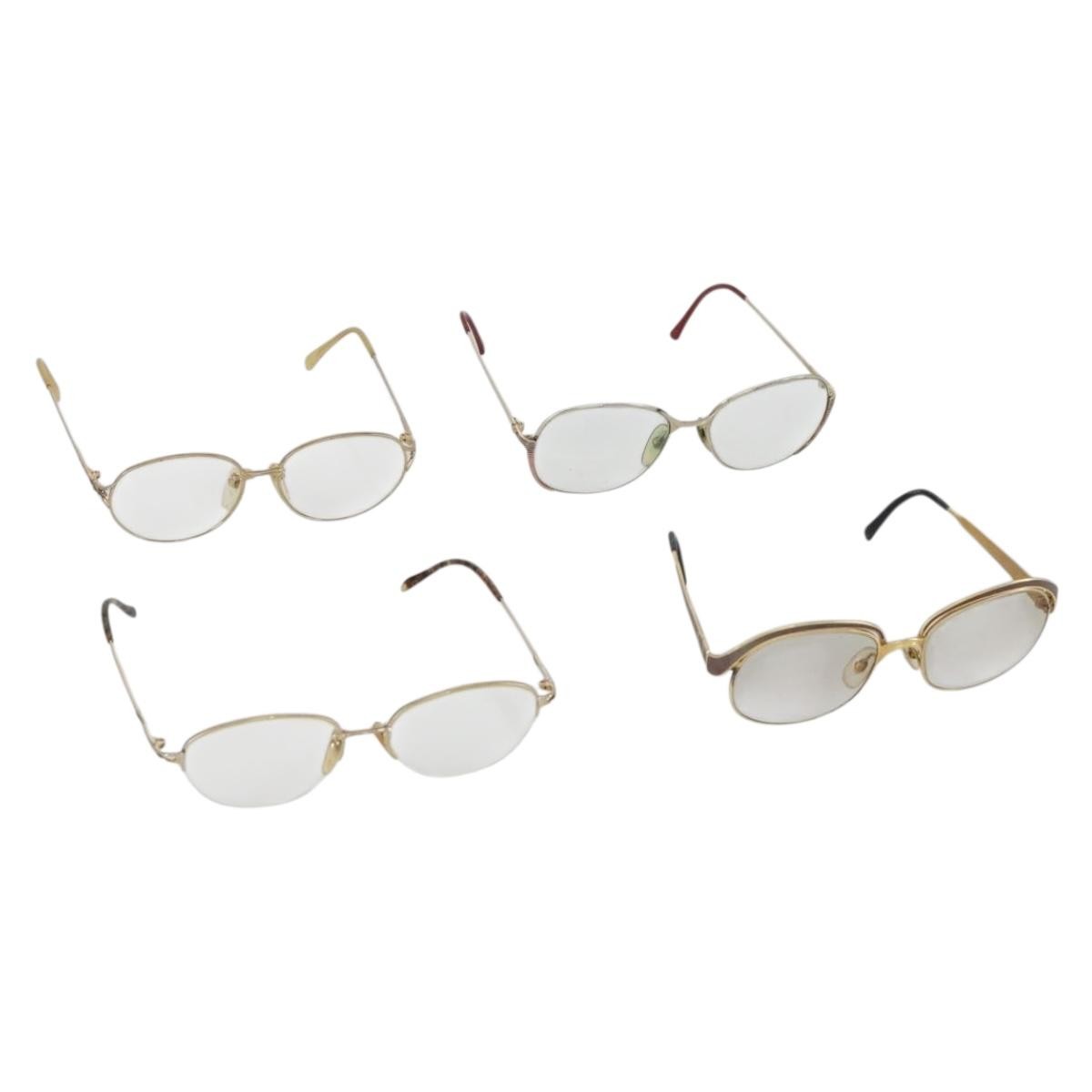 Christian Dior Celine Balenciaga Glasses metal 4 Set Brown Gold Auth 165141