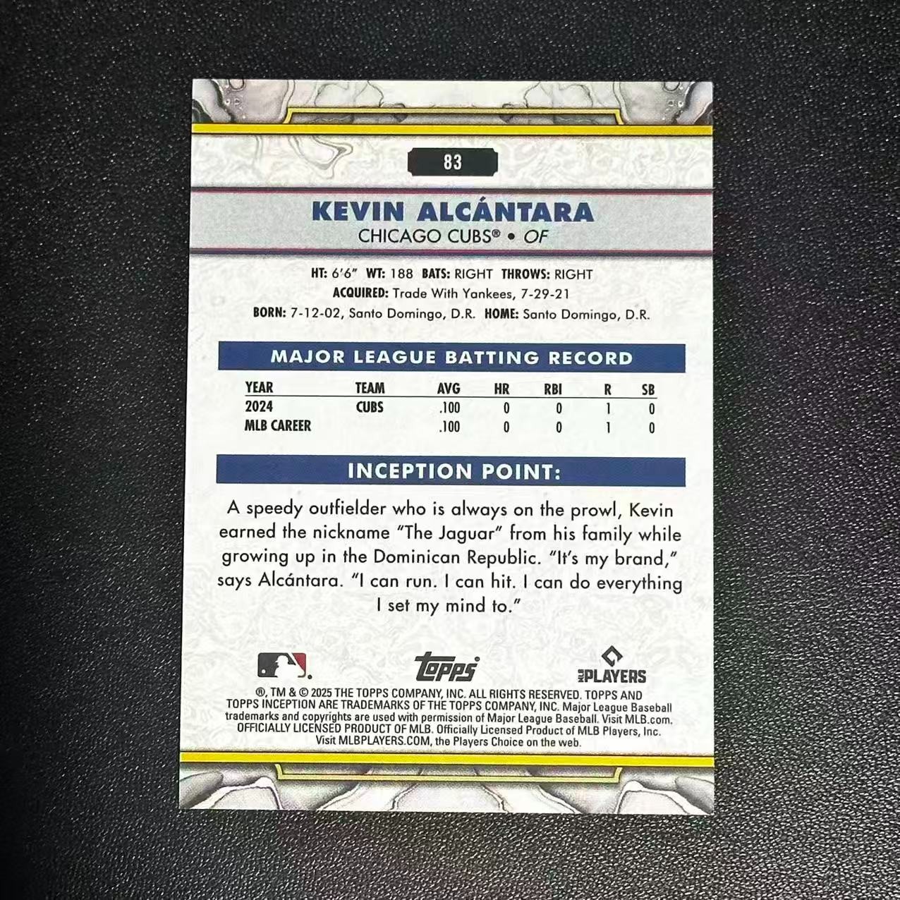 2025 Topps Inception Kevin Alcantara RC Gold /199 Utopia Highlights view 2