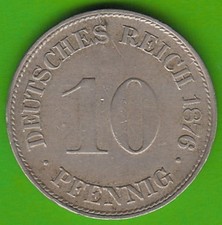 M&uuml;nze Kaiserreich 10 Pfennig 1876 G Karlsruhe in ss-vz h&uuml;bsch nswleipzig