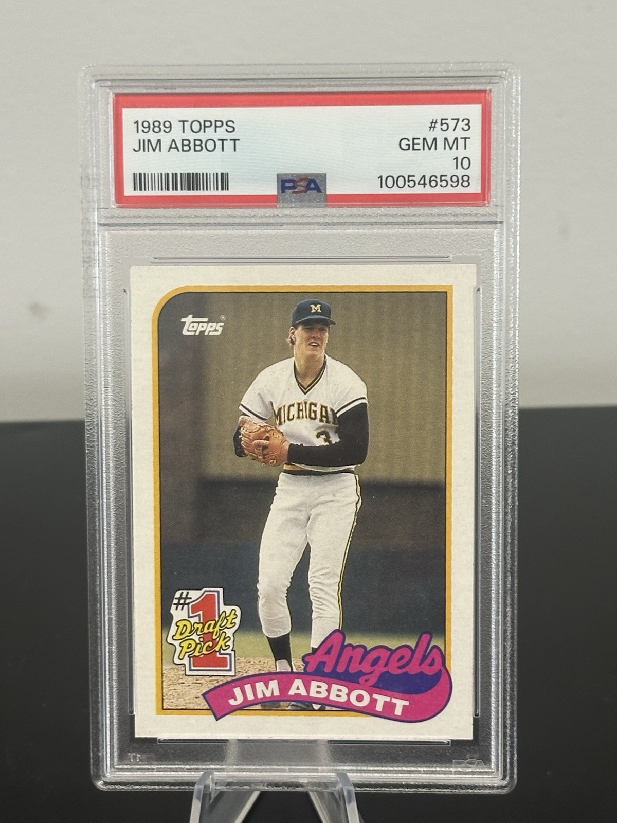 1989 TOPPS #573 JIM ABBOTT RC ANGELS PSA 10