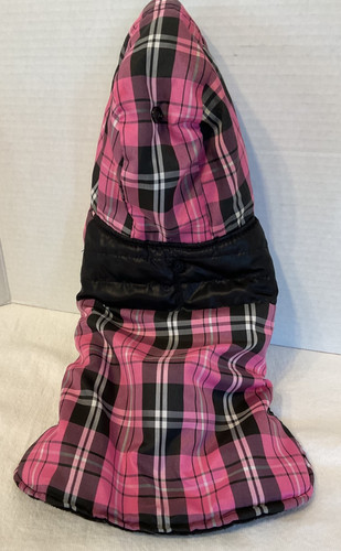 Pet Spirit Small Dog Puppy Hooded Jacket Pink Black White Plaid Fleece Lined