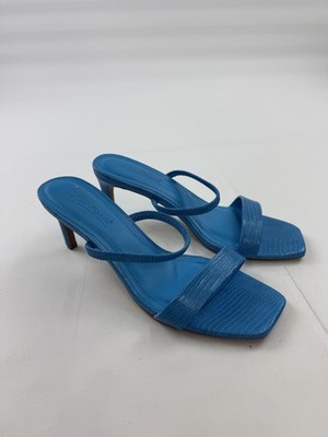Anne Michelle Sandals Womens Size 8.5 Blue Strappy Slip On Stiletto Heel Shoes