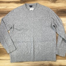 J.Crew Cable Knit Sweater Men XL Classic Wool Blend Crewneck Grey New Extra Soft