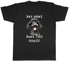 Personalised Name Runs This House Poodle Pet Dog Mens T-Shirt Tee Gift Top