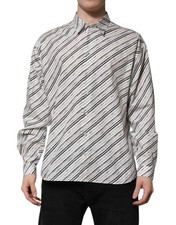 Dolce & Gabbana White Striped Long Sleeves Men Formal Men's Shirt Authentic