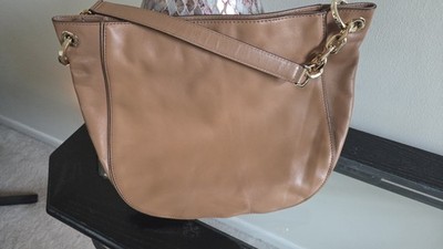 Michael Kors Brown Smooth Leather Shoulder Bag, Gold-Tone Chain, Small Pockets